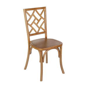 Brooklyn Pecan Solid Wood Stackable Dining Chair with Intricate Back Detail - Flash Furniture
