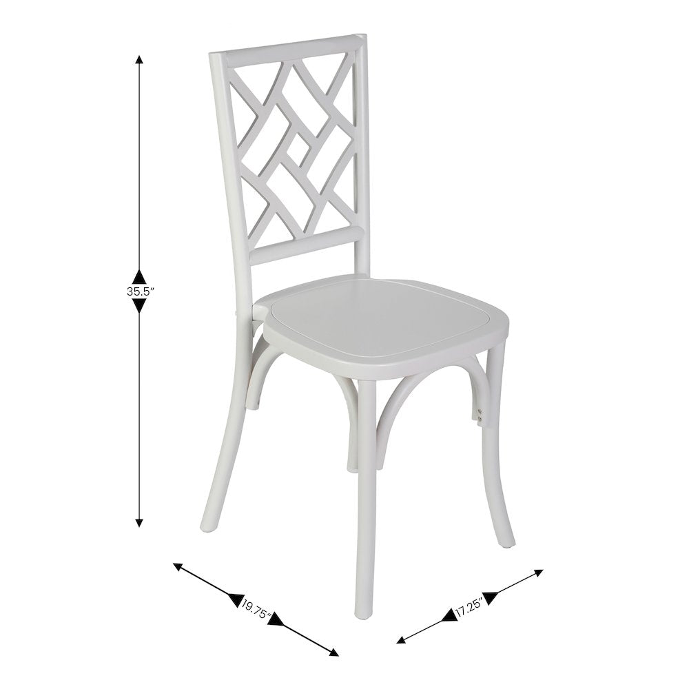 Brooklyn White Solid Wood Stackable Dining Chair with Intricate Back Detail - Flash Furniture