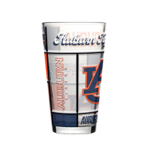 Auburn Tigers Pint Glass 16oz Quilted Stained Boxed - Logo Brands