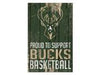 Milwaukee Bucks Sign 11x17 Wood Proud to Support - WinCraft
