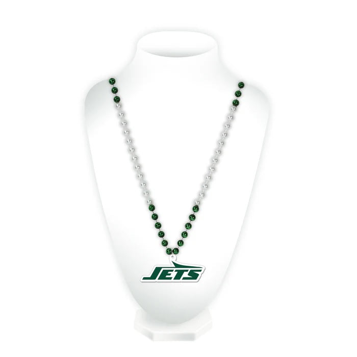 New York Jets Beads with Medallion Mardi Gras Style - Rico Industries