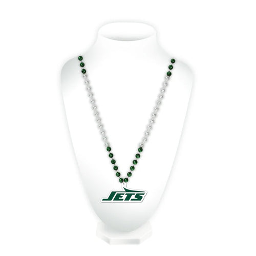New York Jets Beads with Medallion Mardi Gras Style - Rico Industries