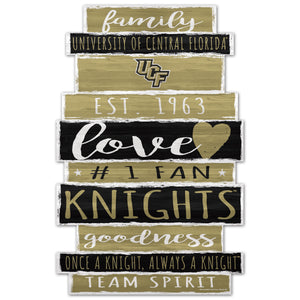 Central Florida Knights Sign 11x17 Wood Family Word Design - WinCraft