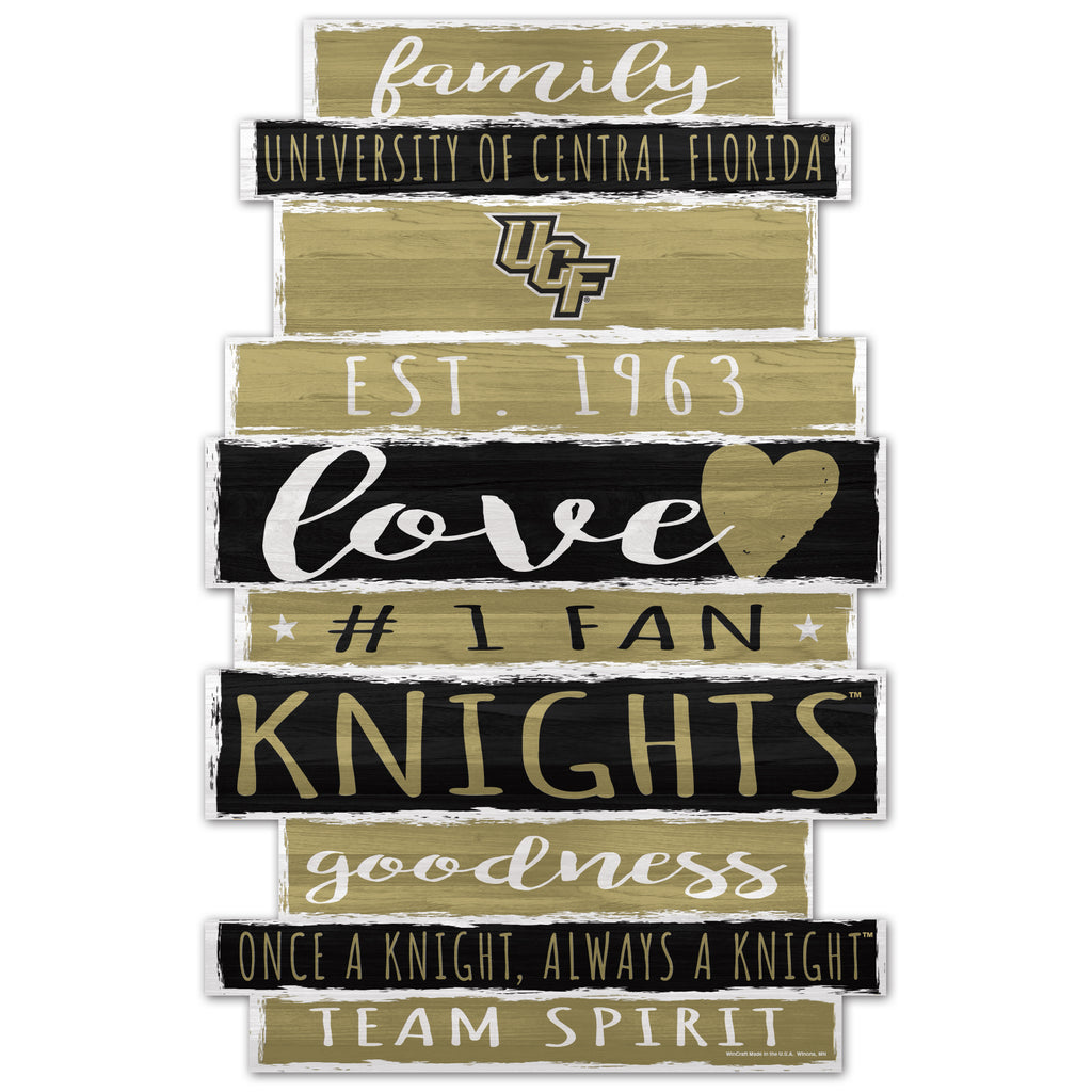 Central Florida Knights Sign 11x17 Wood Family Word Design - WinCraft