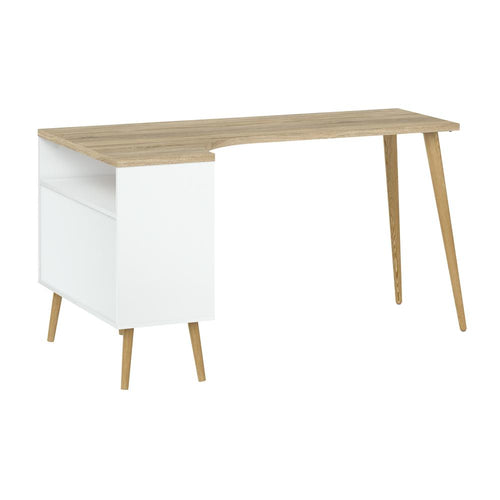 Diana 2 Drawer, 3 Shelf Desk, White/Oak Structure - Tvilum