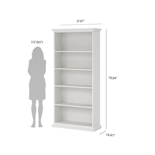 Tall Wide 5 Shelf Bookcase, White - Tvilum
