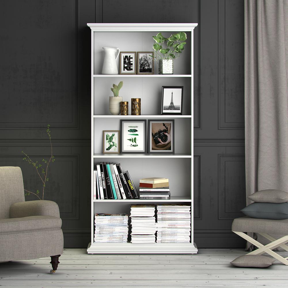 Tall Wide 5 Shelf Bookcase, White - Tvilum