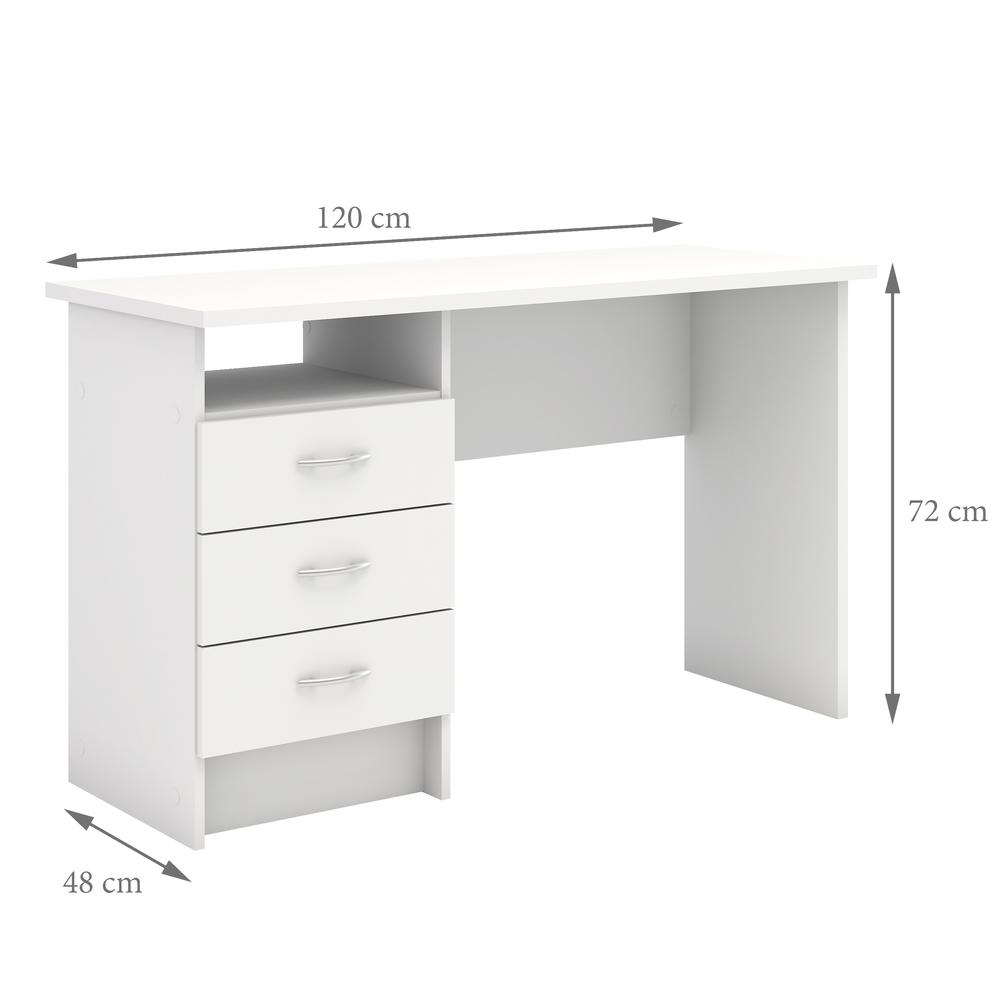 Whitman Desk with 3 Drawers, White - Tvilum