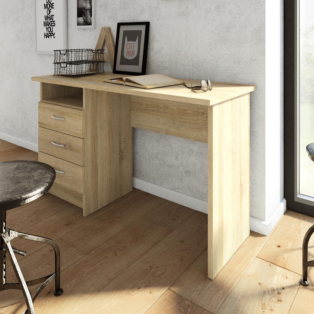 Whitman Desk with 3 Drawers, Oak Structure - Tvilum