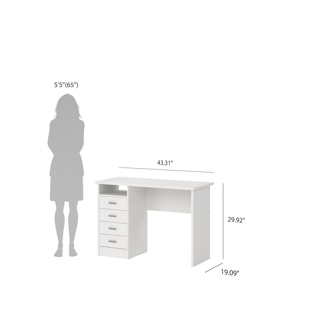 Warner Desk with 4 Drawers, White - Tvilum