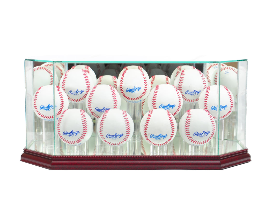 Octagon 11 Baseball Display Case with Cherry Moulding