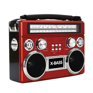 Supersonic SuperSonic Retro Rechargeable 3 Band Radio With Bluetooth and Flashlight in Red