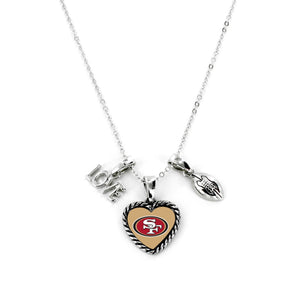 San Francisco 49ers Necklace Charmed Sport Love Football - Aminco