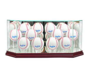 Octagon 12 Baseball Display Case with Cherry Moulding