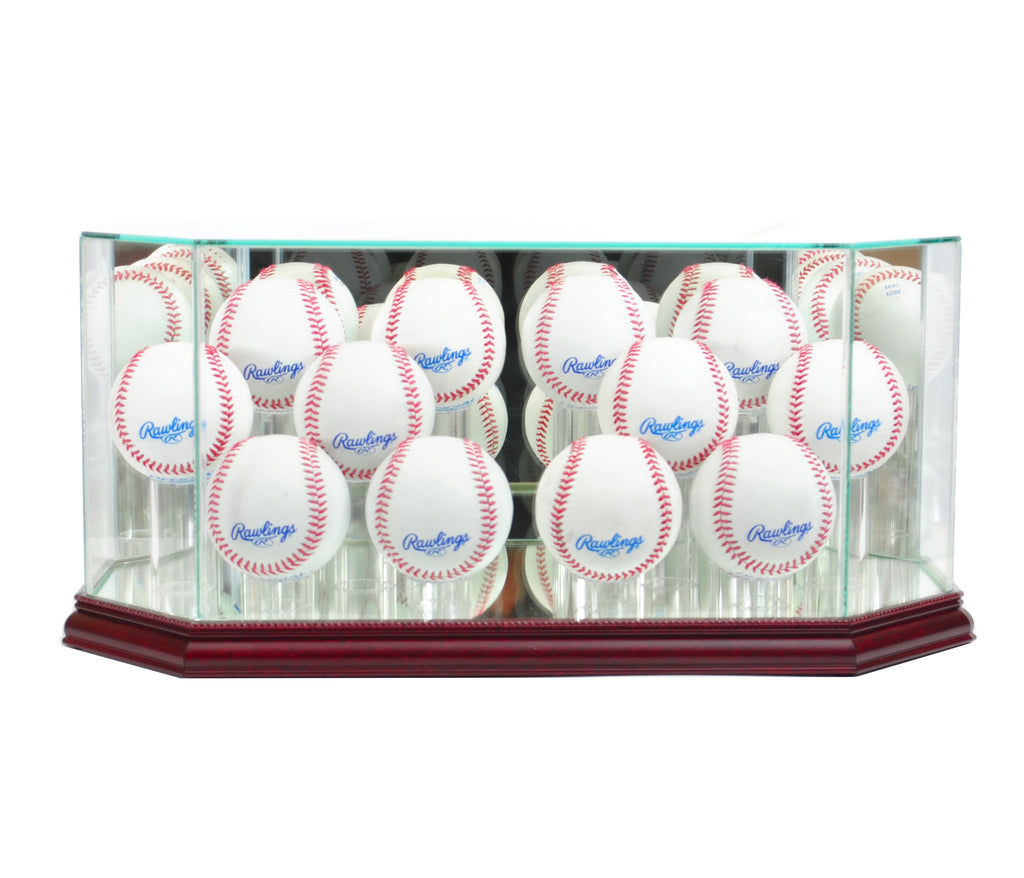 Octagon 12 Baseball Display Case with Cherry Moulding