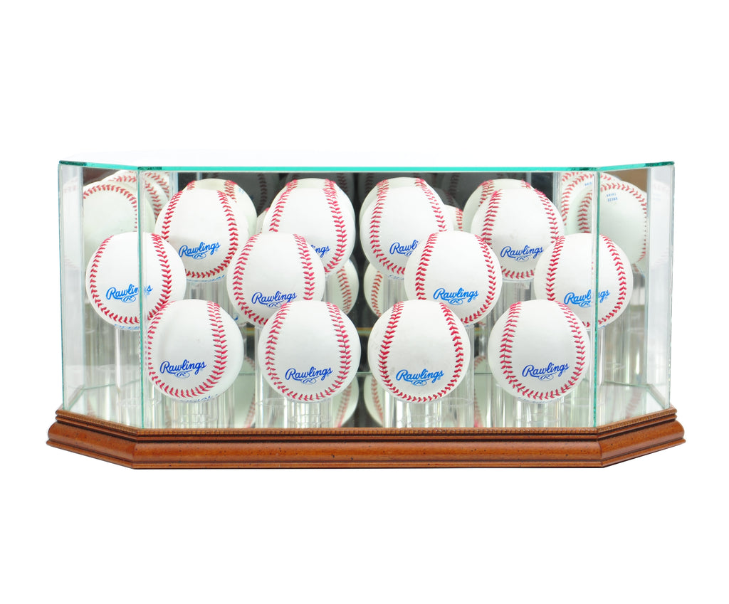 Octagon 12 Baseball Display Case with Walnut Moulding