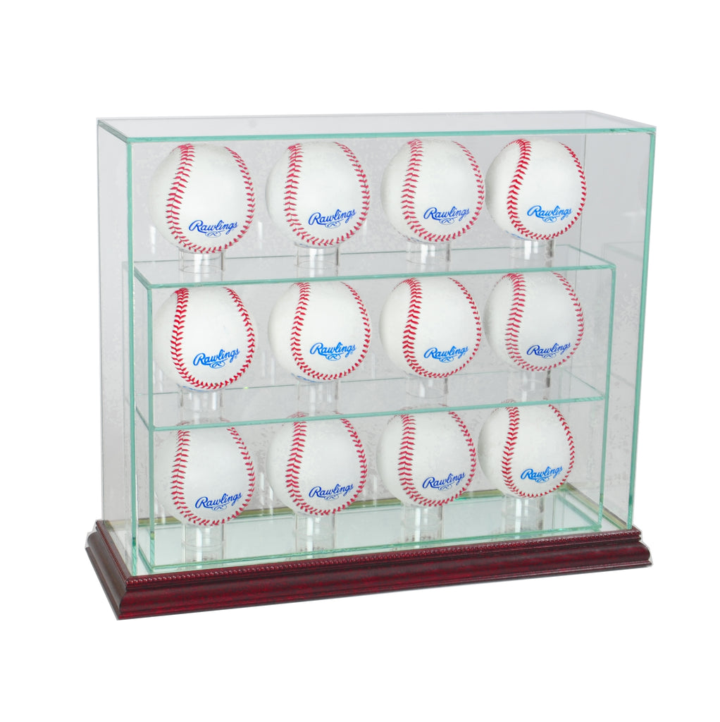 12 Baseball Upright Display Case with Cherry Moulding