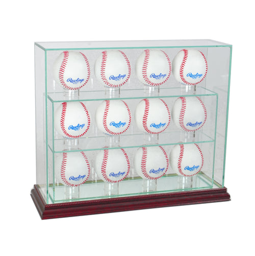 12 Baseball Upright Display Case with Cherry Moulding