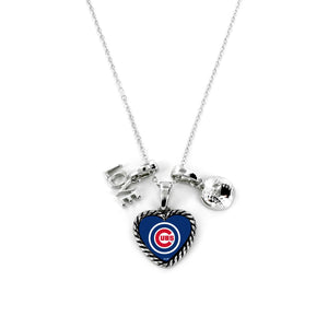 Chicago Cubs Necklace Charmed Sport Love Baseball - Aminco