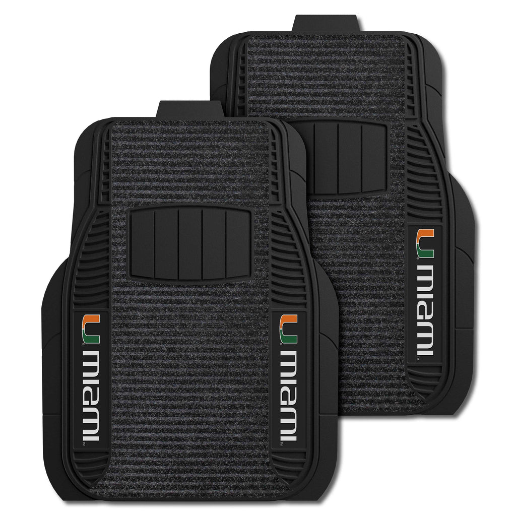 Fanmats - University of Miami 2-pc Deluxe Car Mat Set 21''x27''