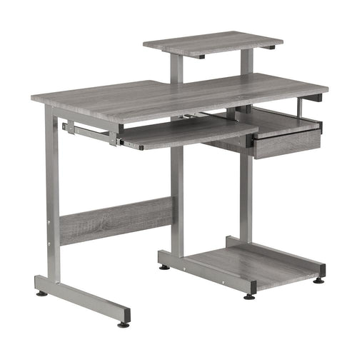 Complete Computer Workstation Desk, Gray - Techni Mobili