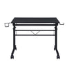 Rolling Writing Desk with Height Adjustable Desktop and Moveable Shelf, Black - Techni Mobili