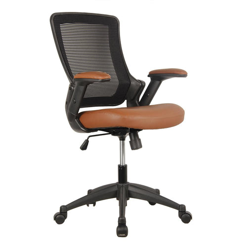 Mid-Back Mesh Task Office Chair with Height Adjustable Arms. Color: Brown - Techni Mobili