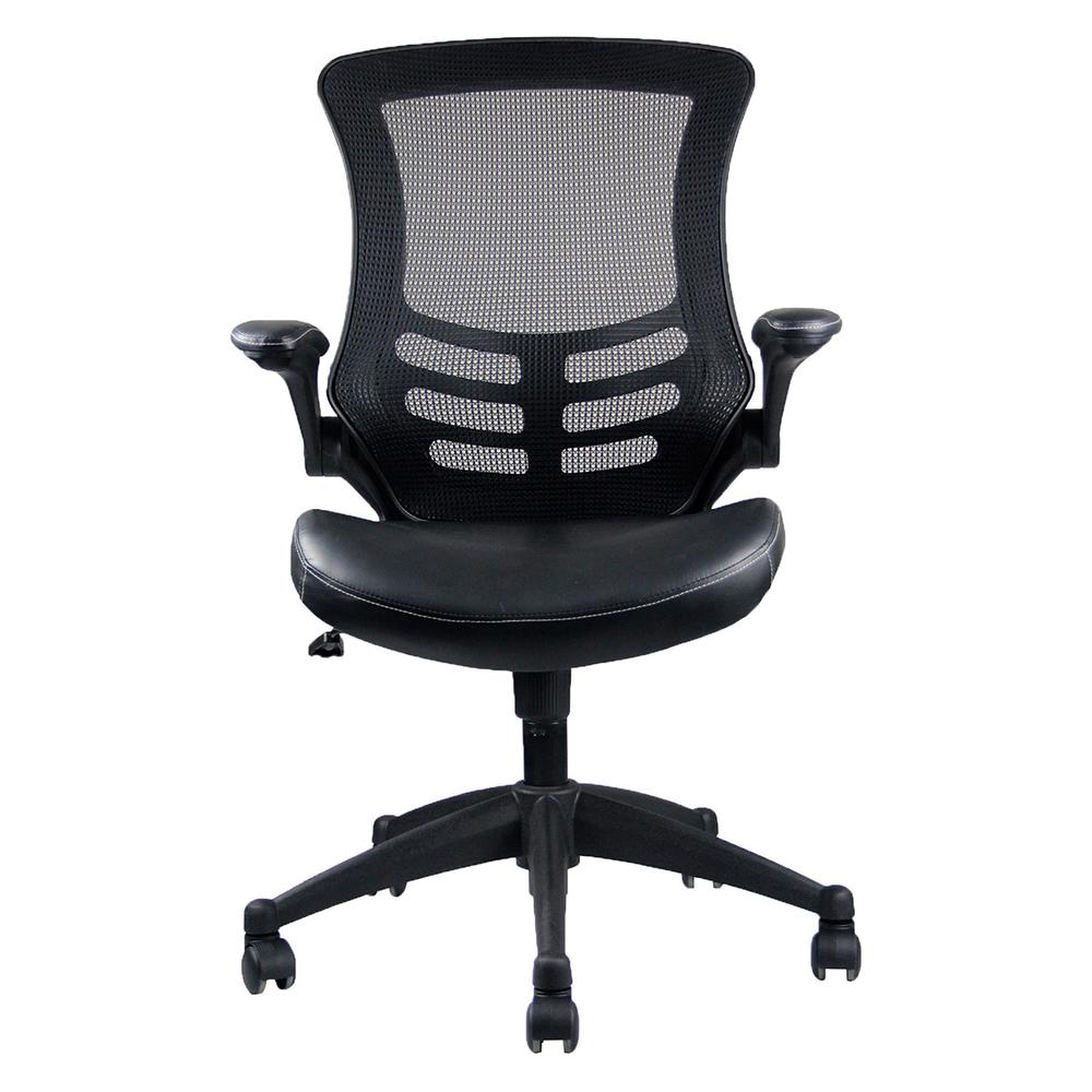Stylish Mid-Back Mesh Office Chair With Adjustable Arms. Color: Black - Techni Mobili