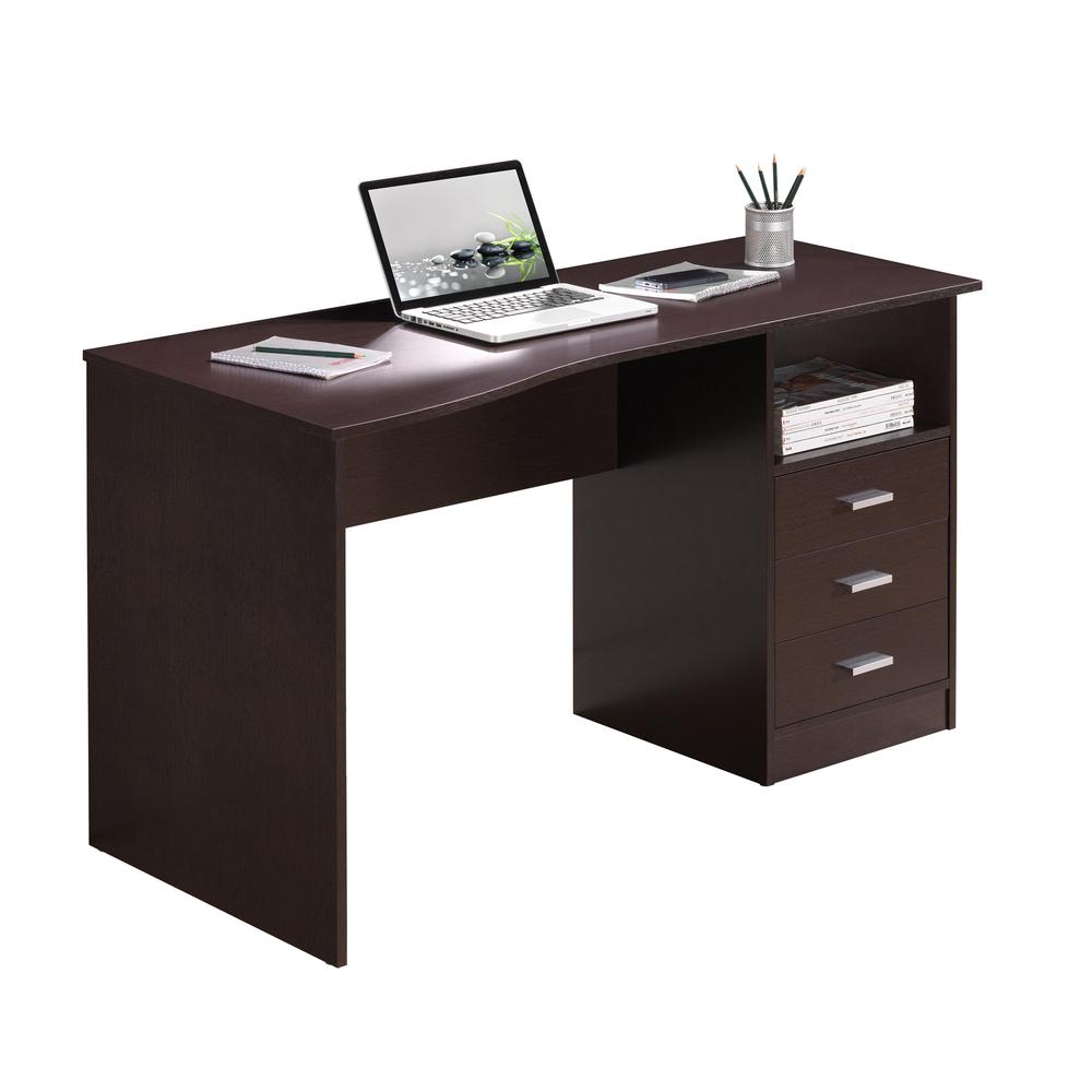 Classic Computer Desk with Multiple Drawers. Color: Wenge - Techni Mobili