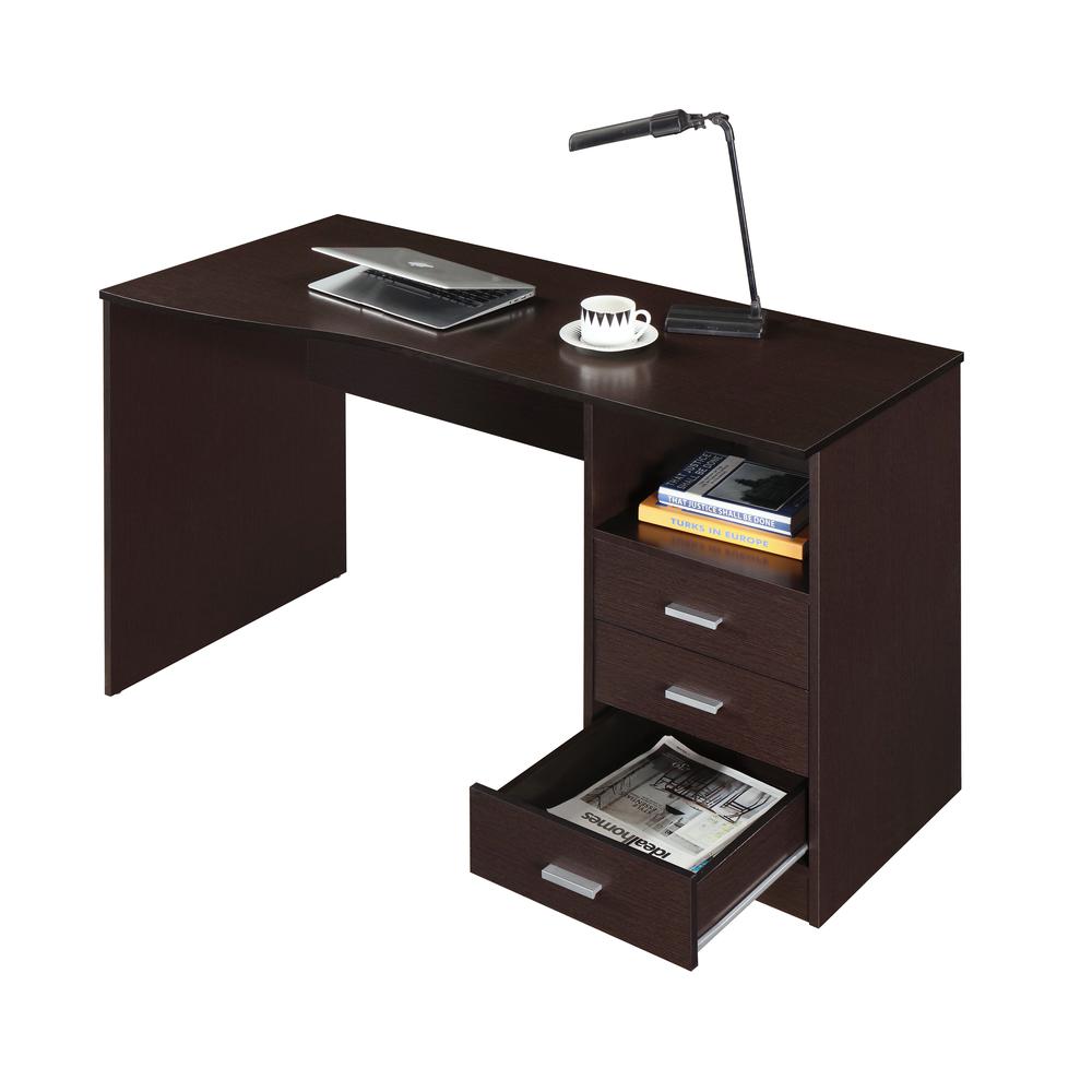 Classic Computer Desk with Multiple Drawers. Color: Wenge - Techni Mobili
