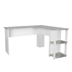 Techni Mobili Modern L-Shaped Desk with Side Shelves, Grey - RTA Products