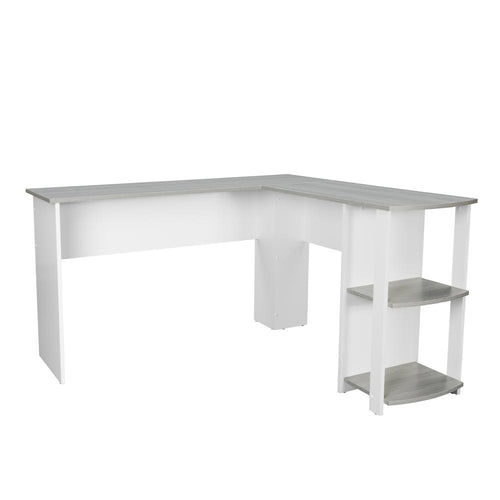 Techni Mobili Modern L-Shaped Desk with Side Shelves, Grey - RTA Products