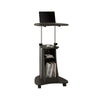 Rolling Adjustable Height Laptop Cart With Storage. Color: Graphite - Techni Mobili