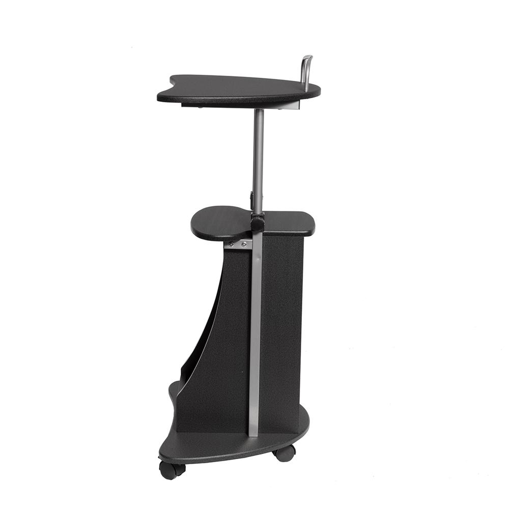 Rolling Adjustable Height Laptop Cart With Storage. Color: Graphite - Techni Mobili