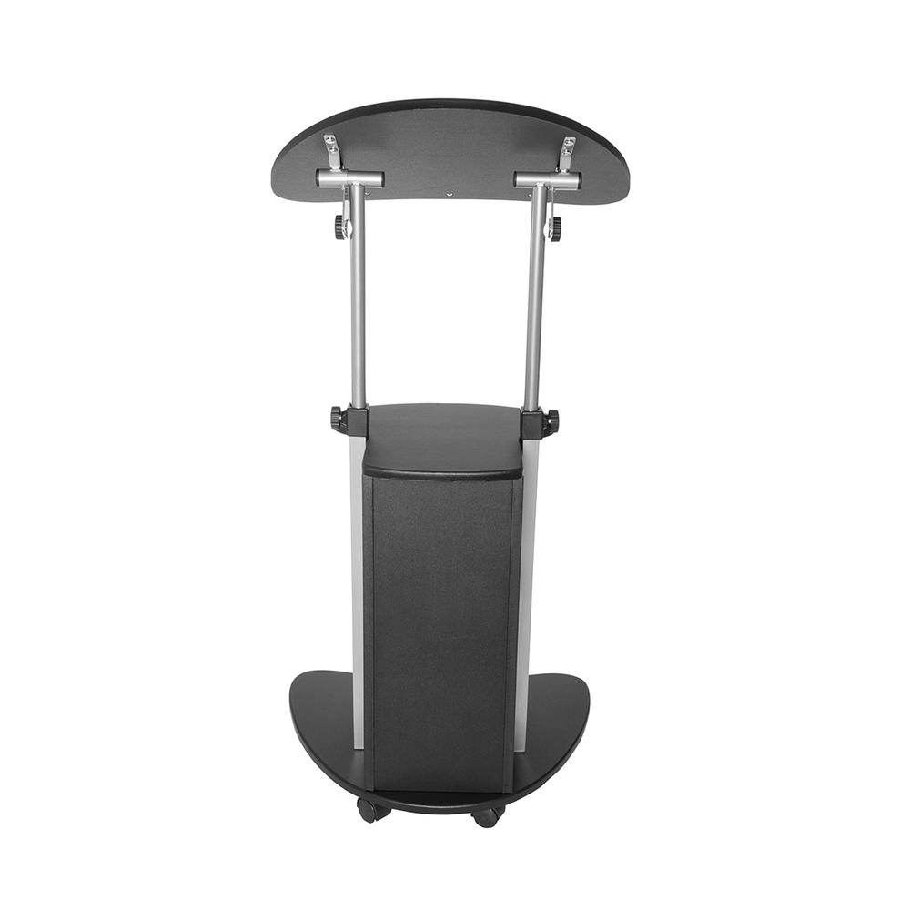 Rolling Adjustable Laptop Cart With Storage. Color: Black - Techni Mobili