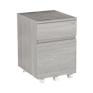 Rolling two Drawer Vertical Filing Cabinet with Lock and Storage, Grey - Techni Mobili