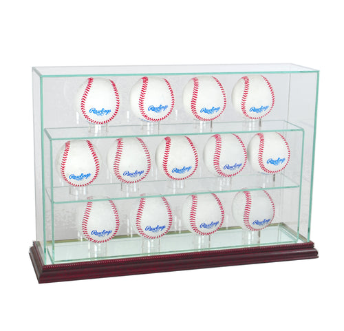 13 Baseball Upright Display Case with Cherry Moulding