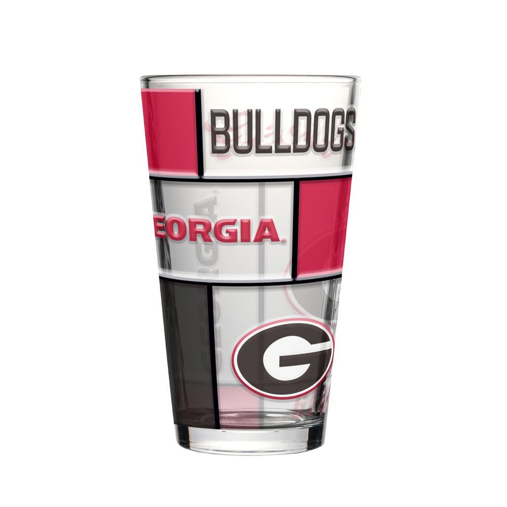 Georgia Bulldogs Pint Glass 16oz Quilted Stained Boxed - Logo Brands
