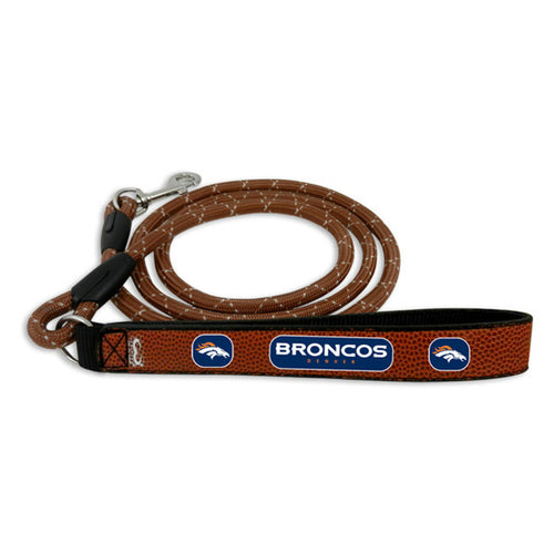 Denver Broncos Pet Leash Leather Frozen Rope Football Size Medium CO - Gamewear