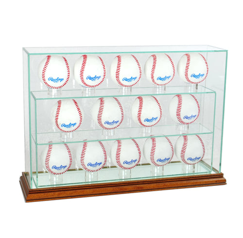 14 Baseball Upright Display Case with Walnut Moulding