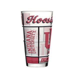 Indiana Hoosiers Pint Glass 16oz Quilted Stained Boxed - Logo Brands