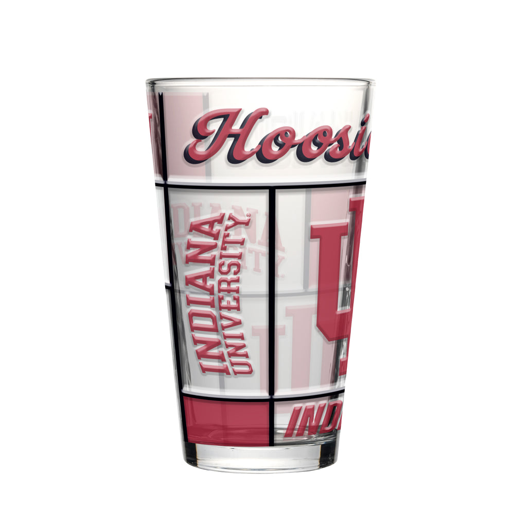 Indiana Hoosiers Pint Glass 16oz Quilted Stained Boxed - Logo Brands