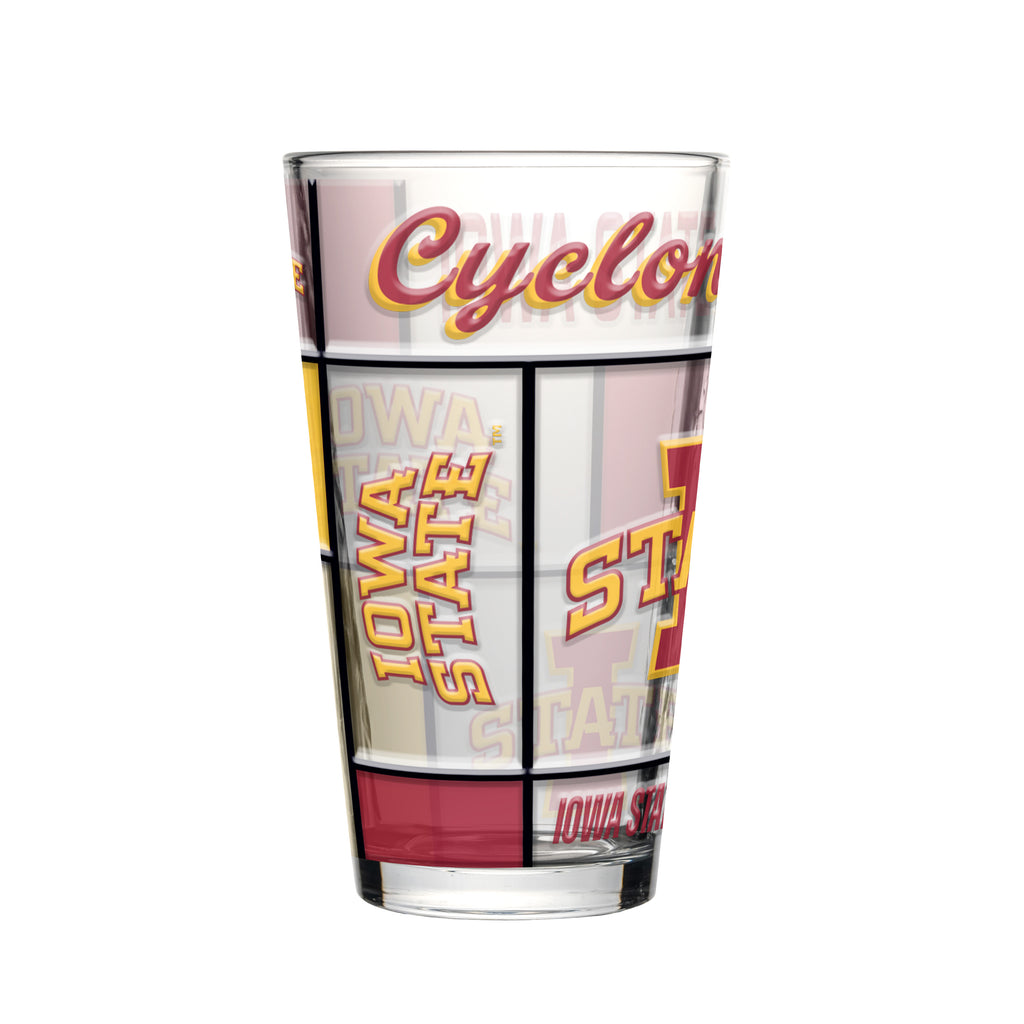 Iowa State Cyclones Pint Glass 16oz Quilted Stained Boxed - Logo Brands
