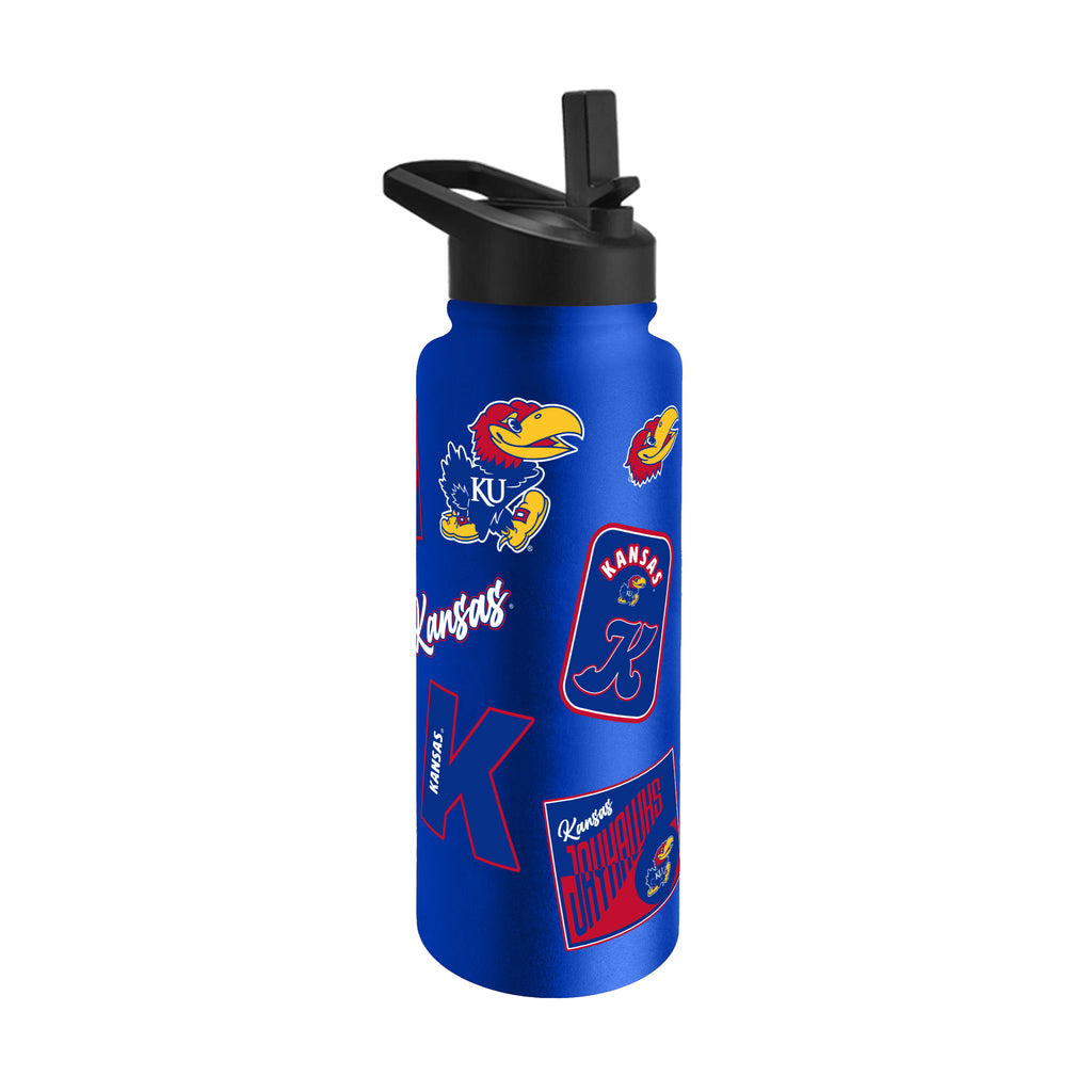Kansas Jayhawks Quencher Bottle 34oz Stainless Steel Dreamweave - Logo Brands
