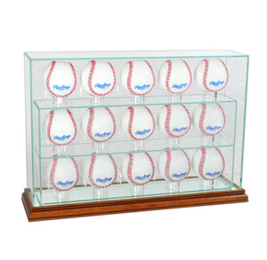15 Baseball Upright Display Case with Walnut Moulding