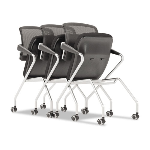 Valoré Training Series Mid-Back Nesting Chair, Mesh/Fabric, Black, 2/Carton - Mayline