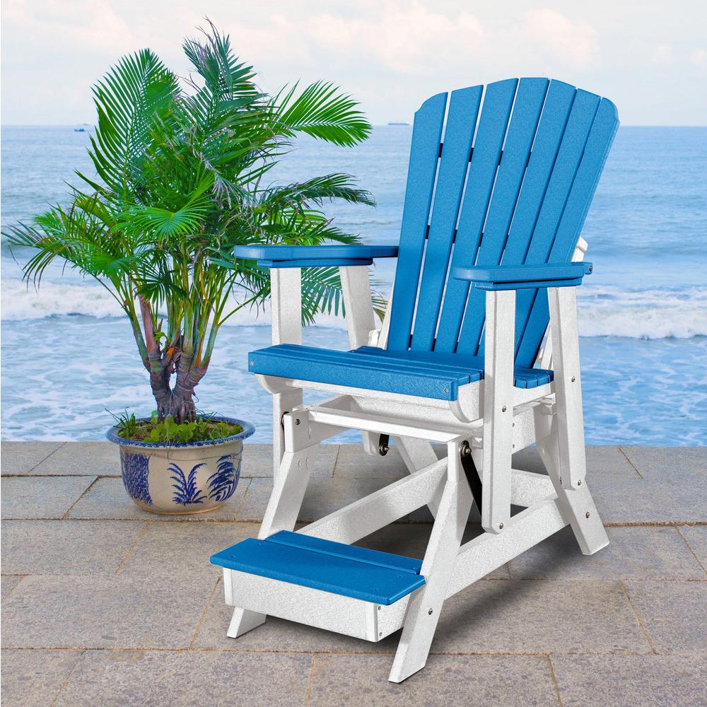 Fan Back Balcony Glider Made in the USA- Blue, White - American Furniture Classics