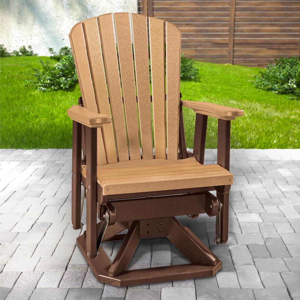 Fan Back Swivel Glider in Cedar and Tudor Brown - American Furniture Classics