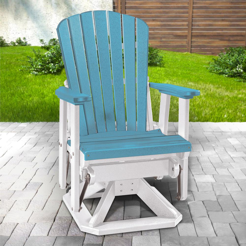 OS Home and Office Model 510ARW Fan Back Swivel Glider in Aruba Blue with a White Base, Made in the USA - American Furniture Classics