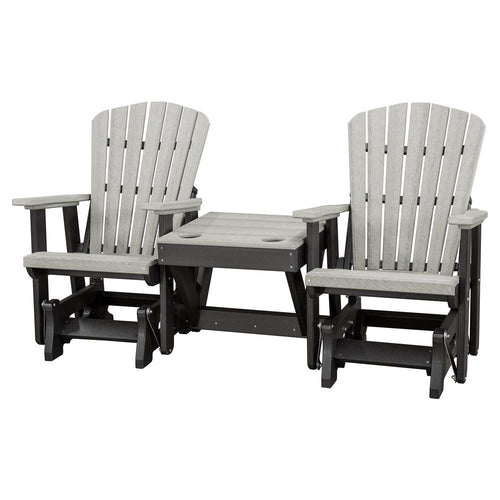 Double Glider with Center Table in Light Gray and Black - American Furniture Classics
